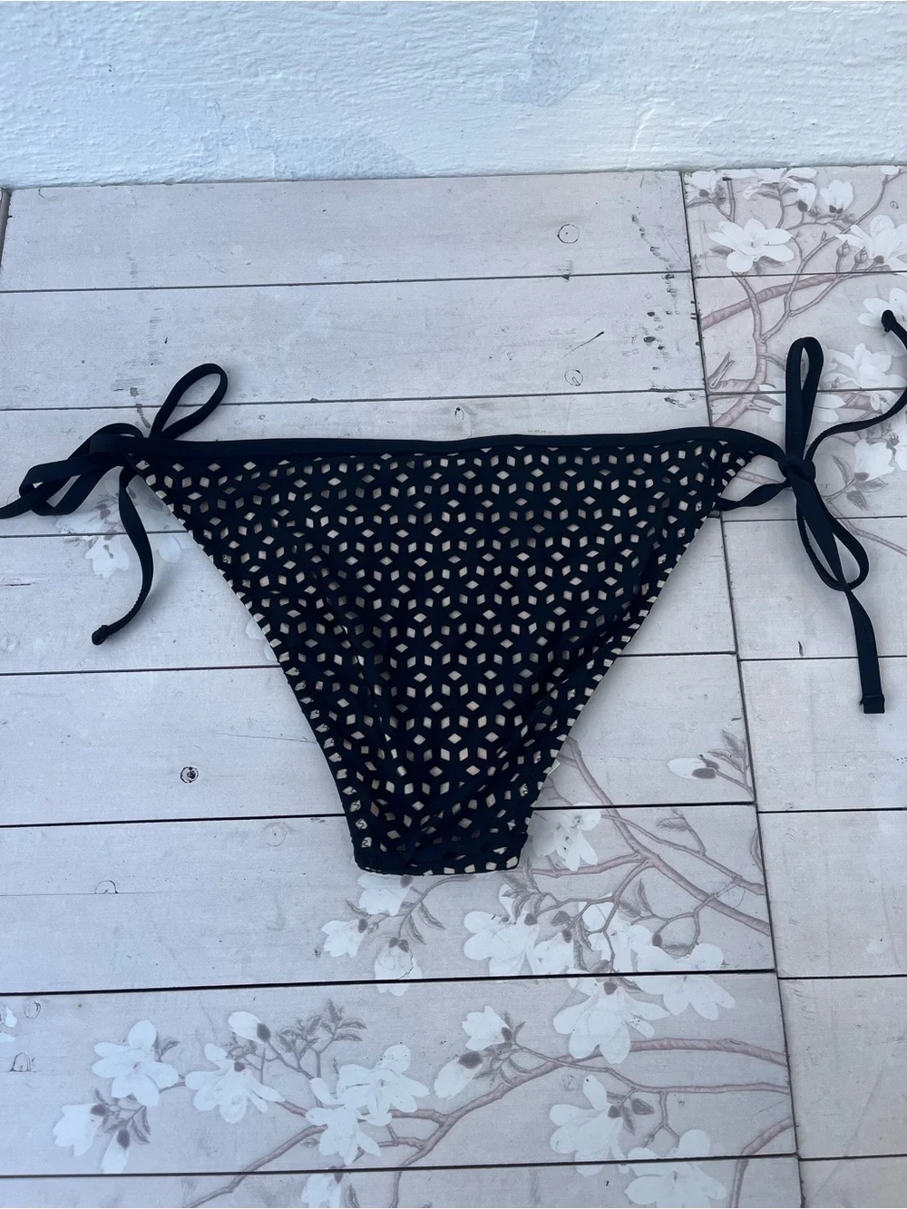 Helen Jon Black Crochet cover up and String Bikini Bottom - Picture 4 of 11